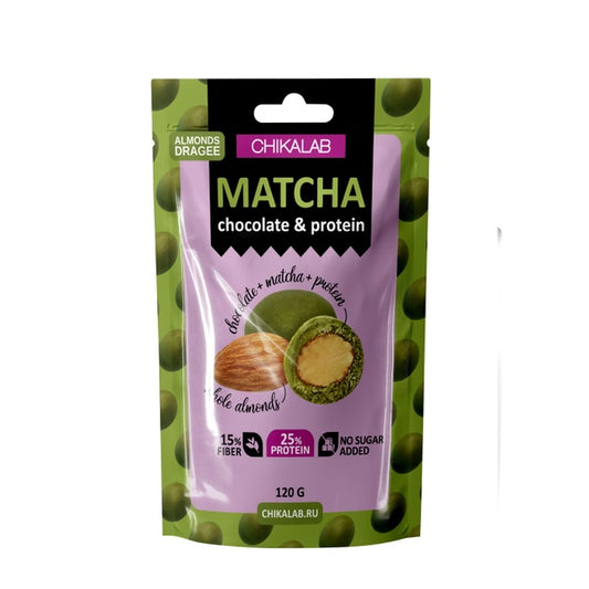 Chikalab Protein Dragee Chocolate Covered Almonds with Green Matcha Tea