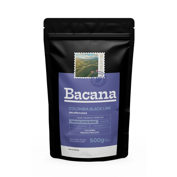 Bacana Black Line Colombia Decaffeinated Ground Coffee
Beans