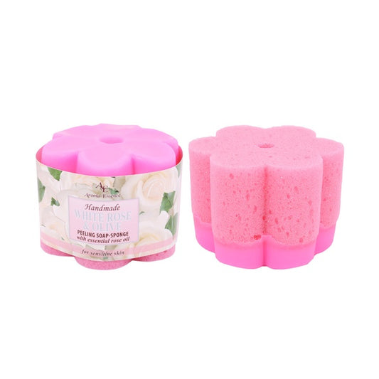 Aroma Essense Peeling Soap-Sponge Rose White